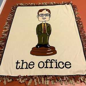 Handmade The Office Dwight Schrute 5' X 4.5' Fringed Double Fleece Throw Blanket